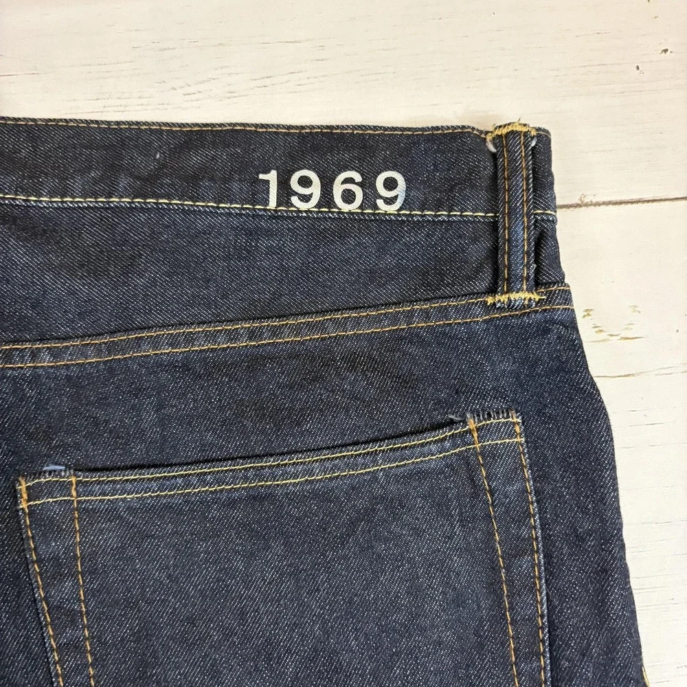 Gap 1969 Skinny Selvedge Jeans Mens 34x30 Blue Denim Resin Rinse Zip Fly